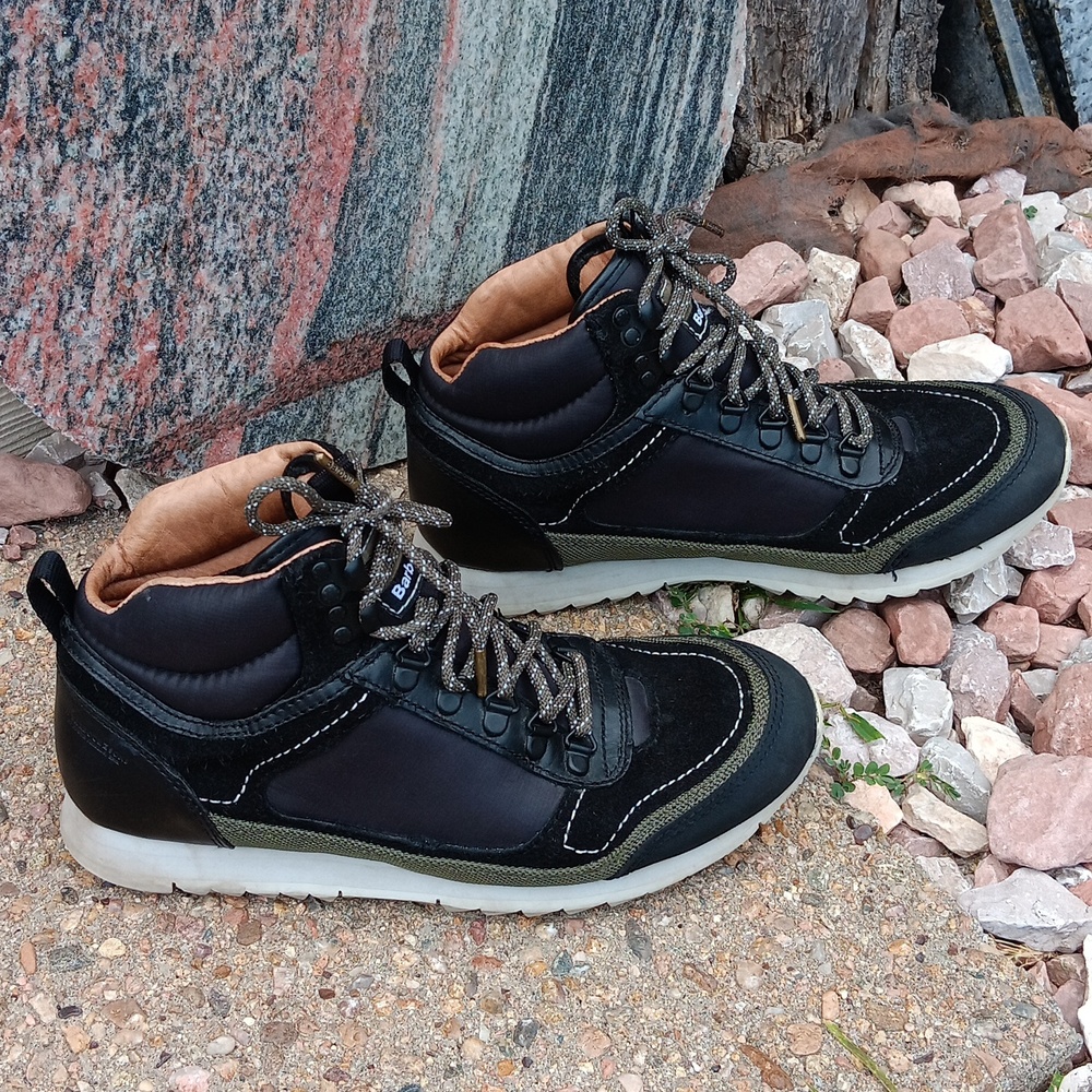 Barbour black leather lace up hiking ankle boots mens shoes sz 9